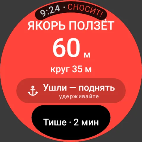 Watch screen: Anchor watch
