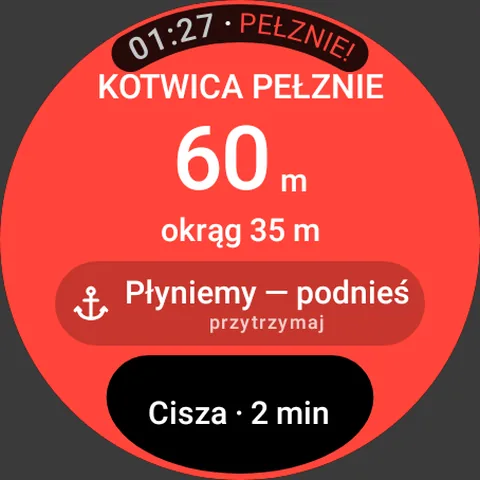 Ekran zegarka: Wachta kotwiczna