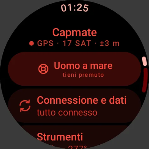 Schermata dell'orologio: Modalità notte rossa
