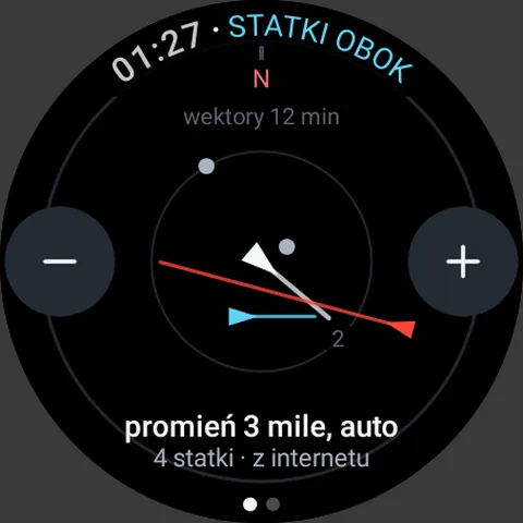 Ekran zegarka: AIS: statki w pobliżu