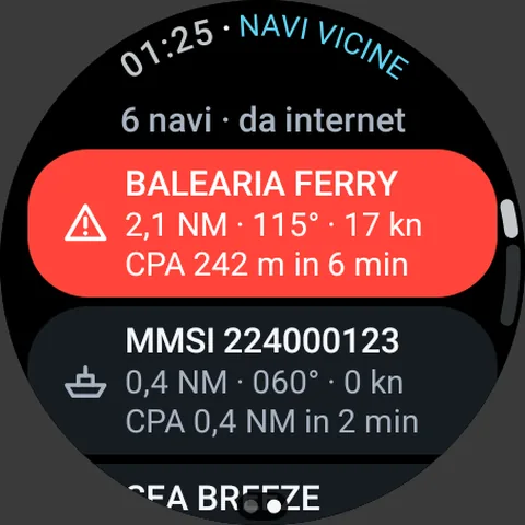 Schermata dell'orologio: Navi vicine